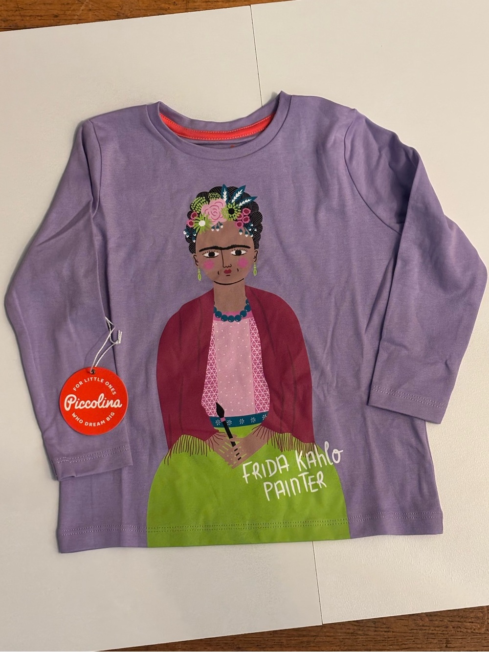 Girls' Lavender Frida Kahlo Graphic Long Sleeve Top - Piccolina